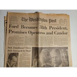 Vintage Washington Post Aug 10 1974 Ford Becomes 38th President Nixon Newspaper